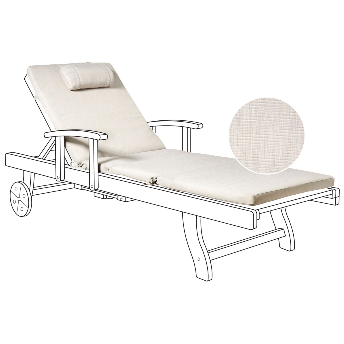 Poduszka na krzesło ogrodowe TOSCANA/JAVA/AMANTEA PREMIUM 188 x 59 cm Jasnobeżowy