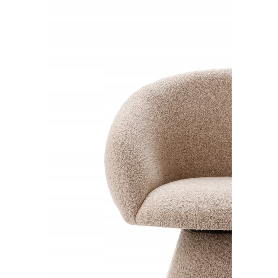 Fotel Obrotowy AUREO Krzesło do Salonu Khaki BOUCLE Nowoczesny Designerski