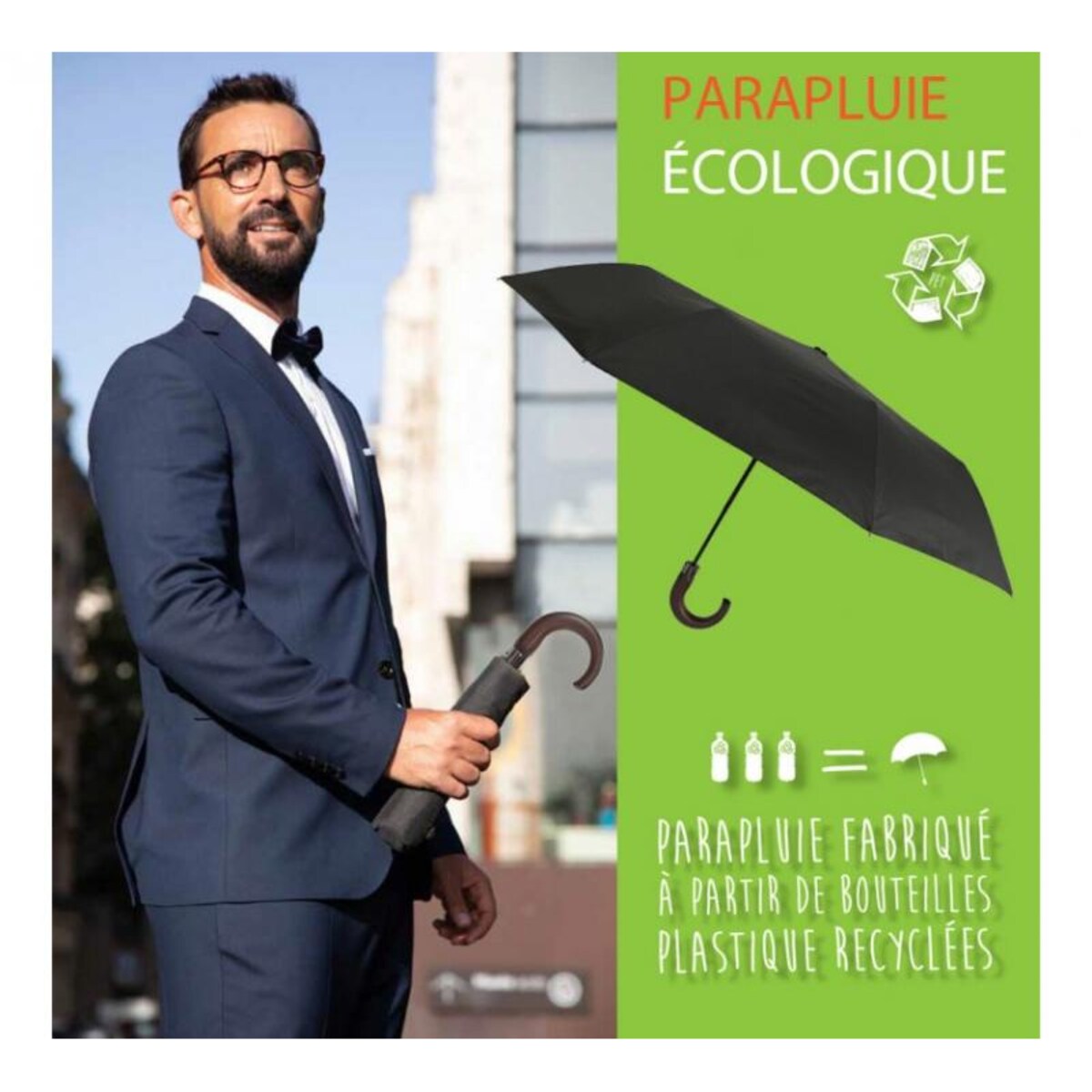 Eko parasol składany, czarny