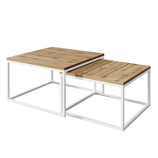 Stolik kawowy ława YOSHI 2w1 biały dąb wotan 40/46 cm