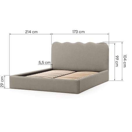 Łóżko 160x200 cm ze stelażem i pojemnikiem bouclé ciemnozielone