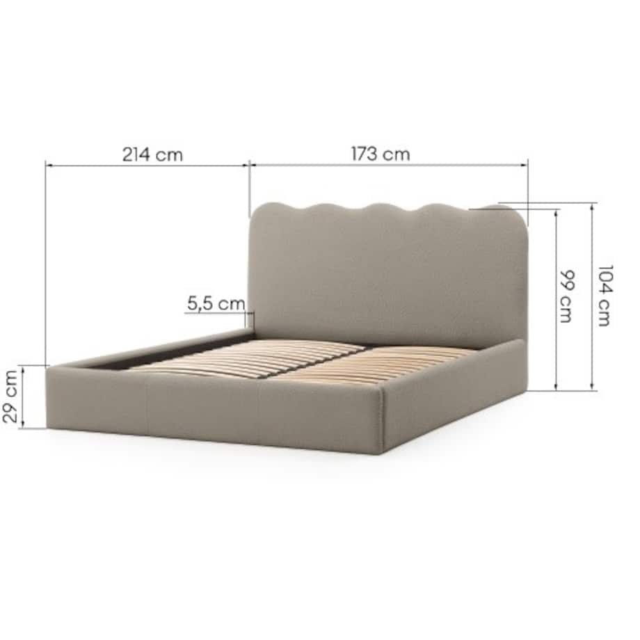 Łóżko 160x200 cm ze stelażem i pojemnikiem bouclé ciemnozielone