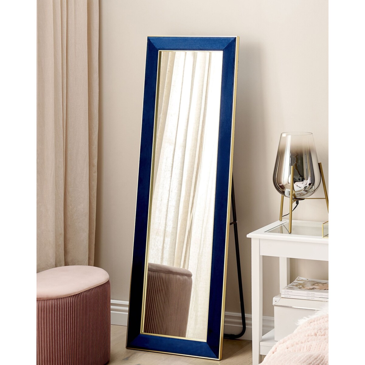Lustro stojące LAUTREC 150 cm Welur Granatowy
