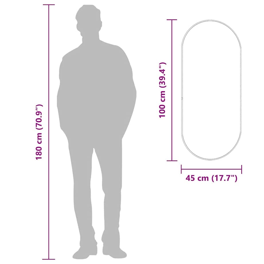 vidaXL Lustro ścienne, złote, 100x45 cm, owalne