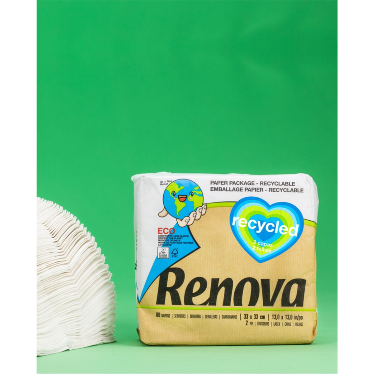 Serwetki Renova RECYCLED 33x33 80szt
