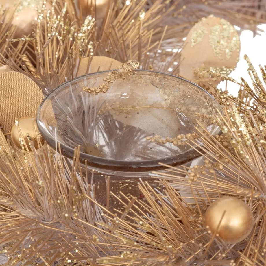 Stroik świąteczny na 4 świece złoty Ø 33 cm