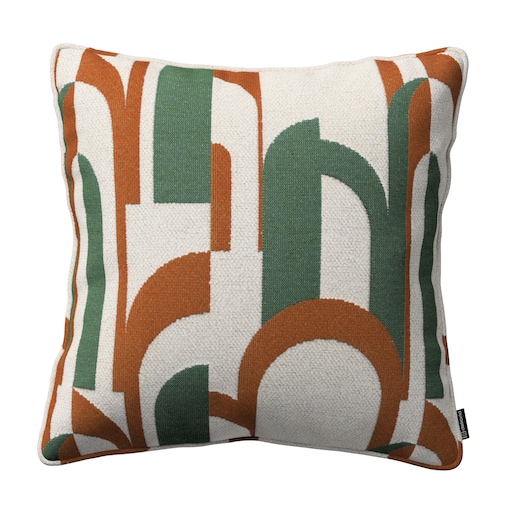 Poszewka Gabi na poduszkę 60x60 zielono-czerwony wzory na kremowym tle