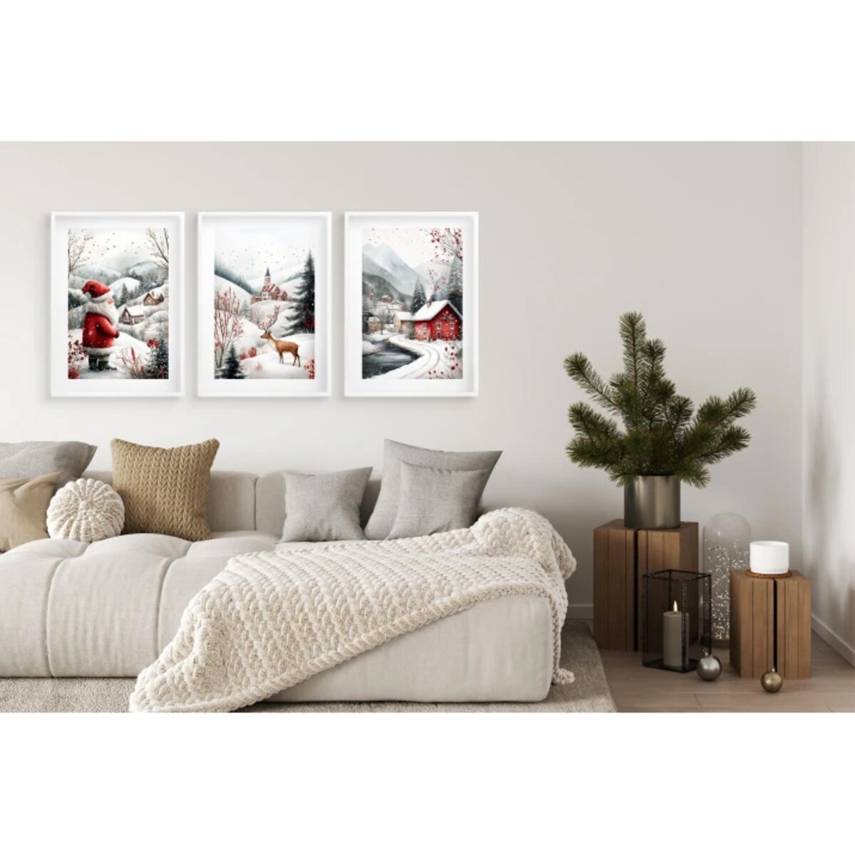 Zestaw Obrazów Plakatów ściennych na Boże Narodzenie Święta do salonu
