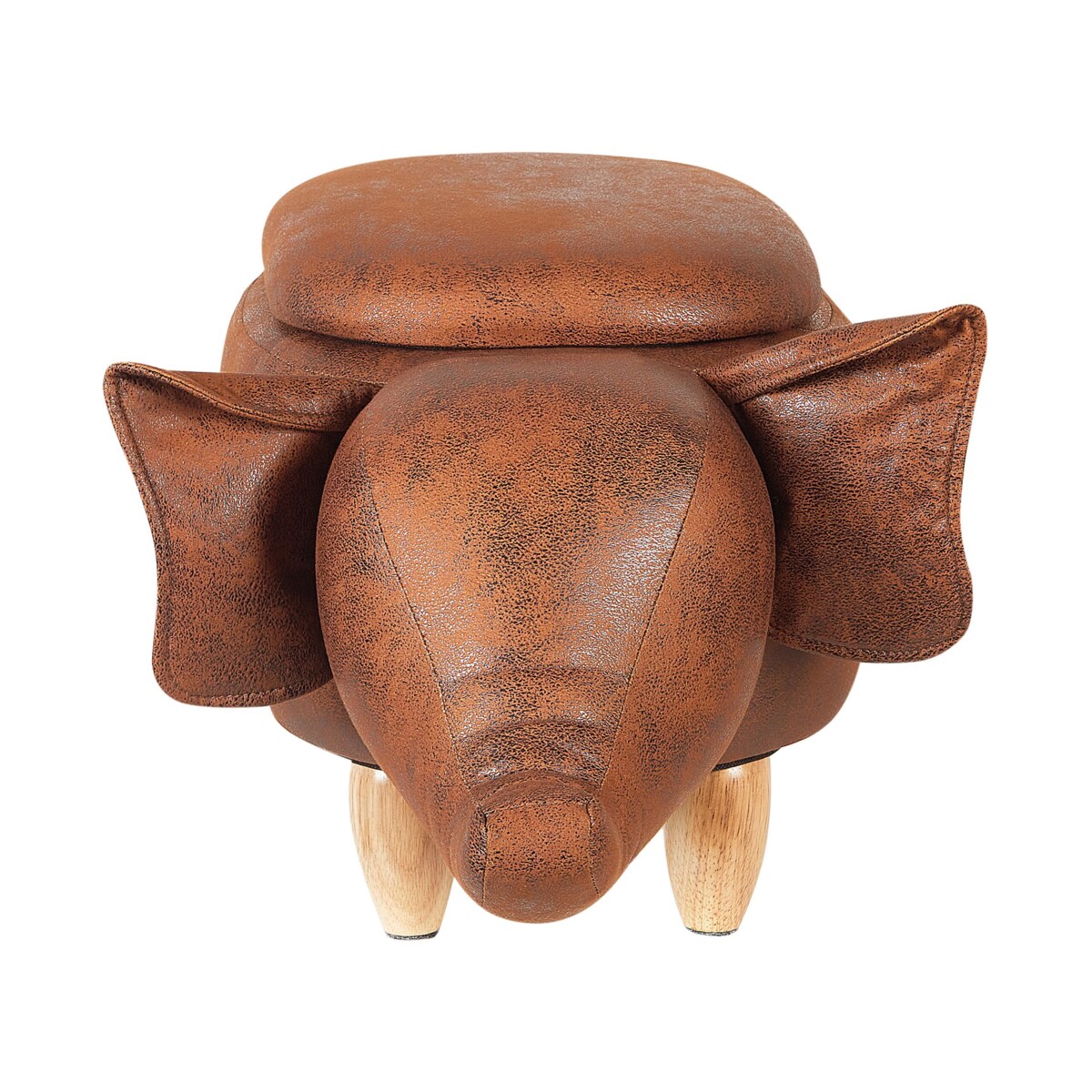 Pufa zwierzak ze schowkiem ekoskóra ciemnobrązowa ELEPHANT