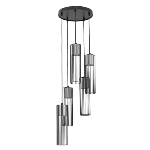 Lampa wisząca Fobia z drucianymi kloszami czarna srebrna
