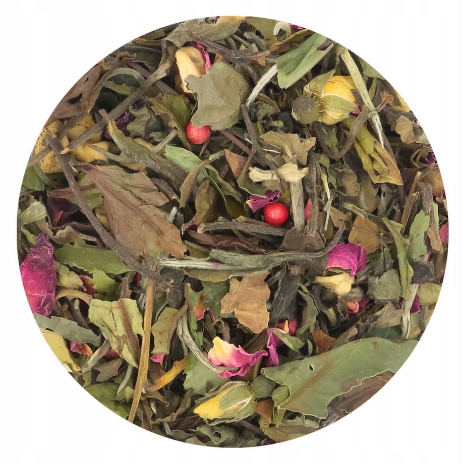 Herbata biała sypana RÓŻANA o smaku różanym z nutą malin PREMIUM Cup&You - herbata liściasta sypana mieszanka napar susz - gotowa na prezent upominek