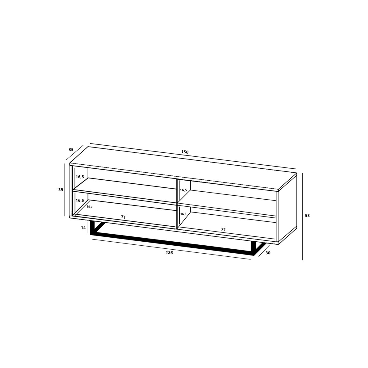 Industrialna Szafka RTV Loft Komoda RTV Dąb Wotan Grafit MAT 150 cm