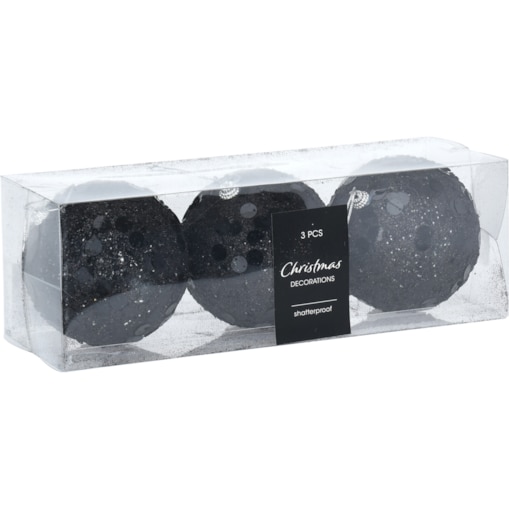 Komplet 3 sztuk bombek z cekinami 10cmczarne