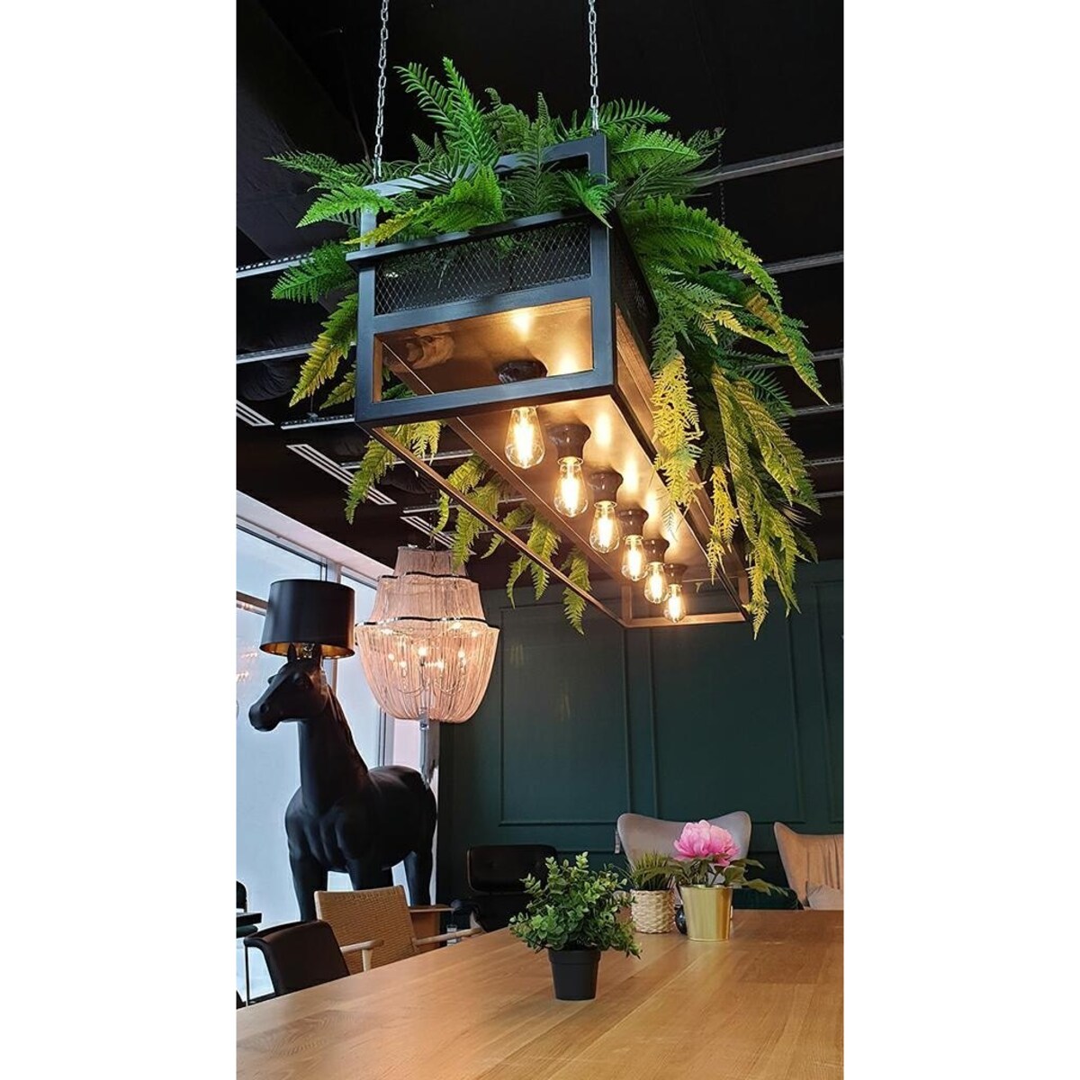 Wisząca lampa Semira OSW001005 kwietnik na łańcuchach srebrna