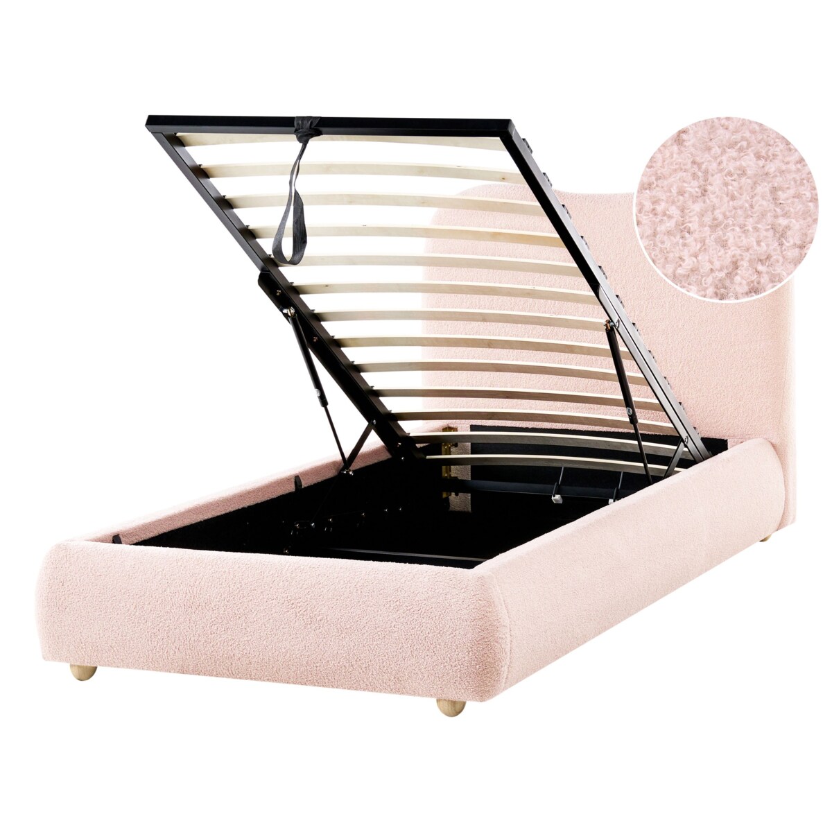 Łóżko z pojemnikiem Boucle BLAGNAC 90 x 200 cm Różowy