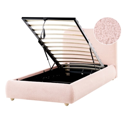 Łóżko z pojemnikiem Boucle BLAGNAC 90 x 200 cm Różowy