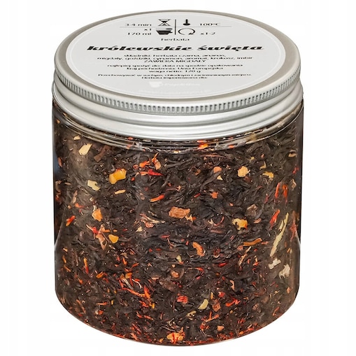 Herbata czarna KRÓLEWSKIE ŚWIĘTA smak rozgrzewających przypraw z migdałem - herbata liściasta sypana mieszanka napar susz - gotowa na prezent upominek