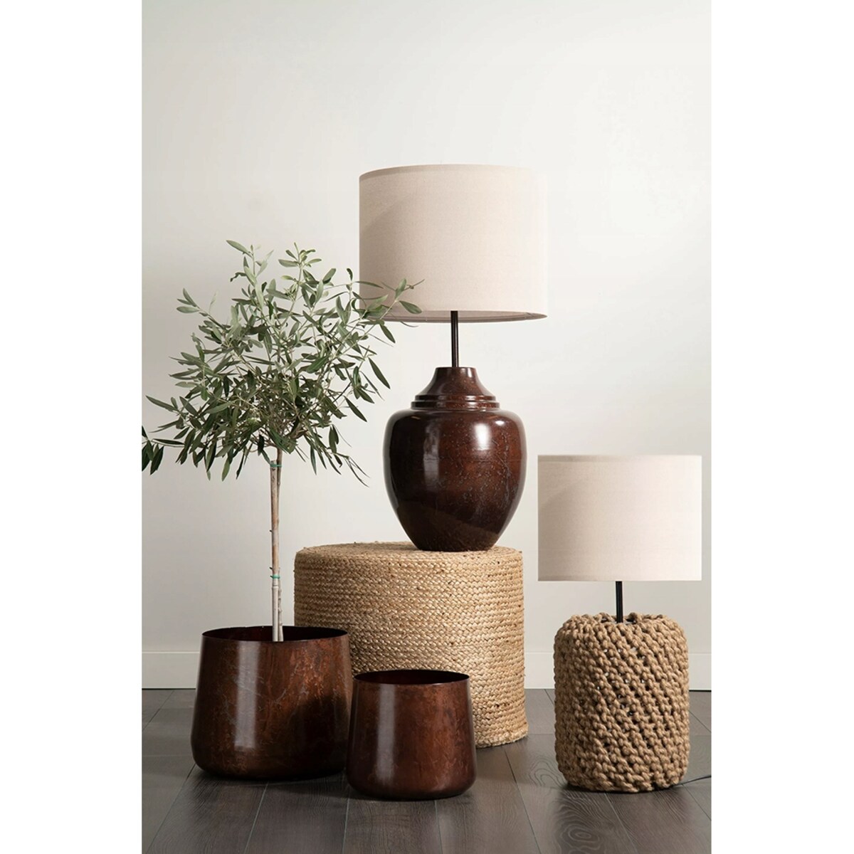 OSŁONKA NA DONICZKĘ DO PALMY PODŁOGOWA DUŻA LOFT 30cm LOFT BRĄZOWA 3 szt.
