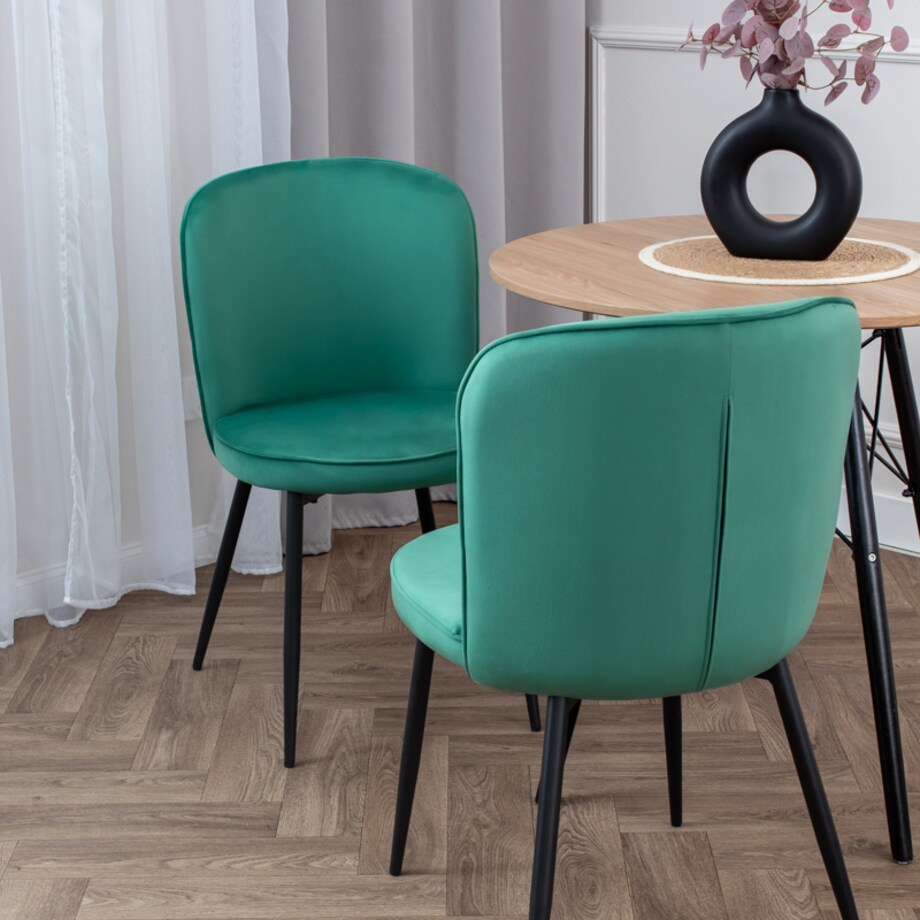 Krzesło tapicerowane do salonu jadalni welurowe wygodne zielone