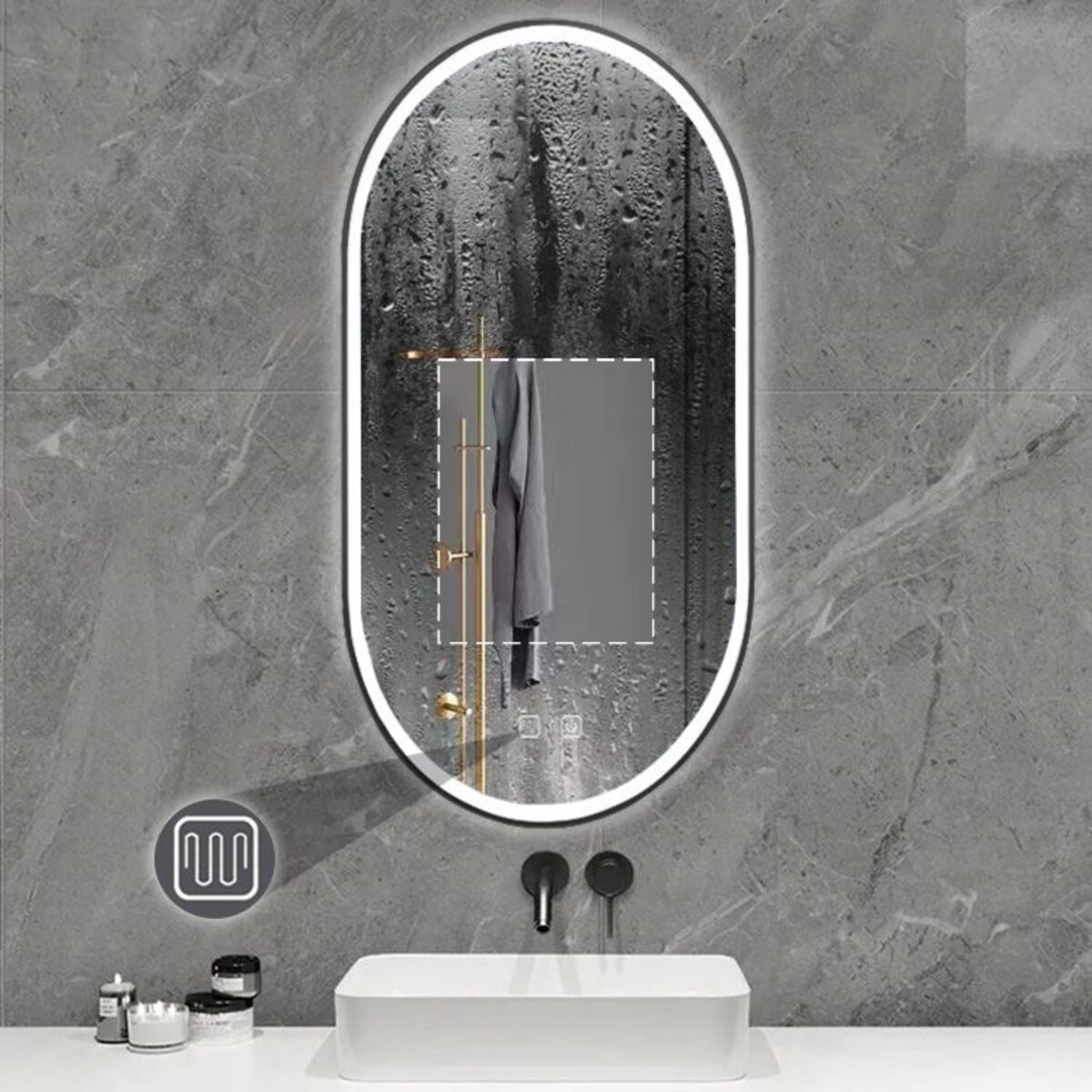 LUSTRO LED OVL BLACK 50X100CM | home&you