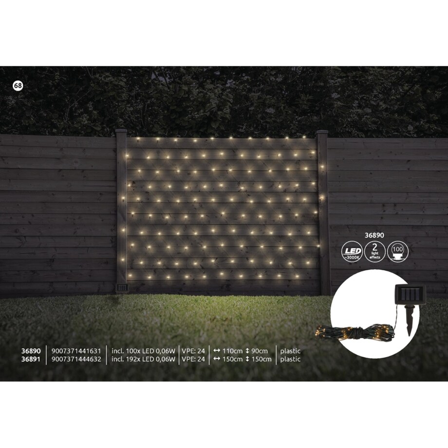 Łańcuch świetlny LED 36890 Globo 6W 3000K siatka IP44 z włącznikiem czarny