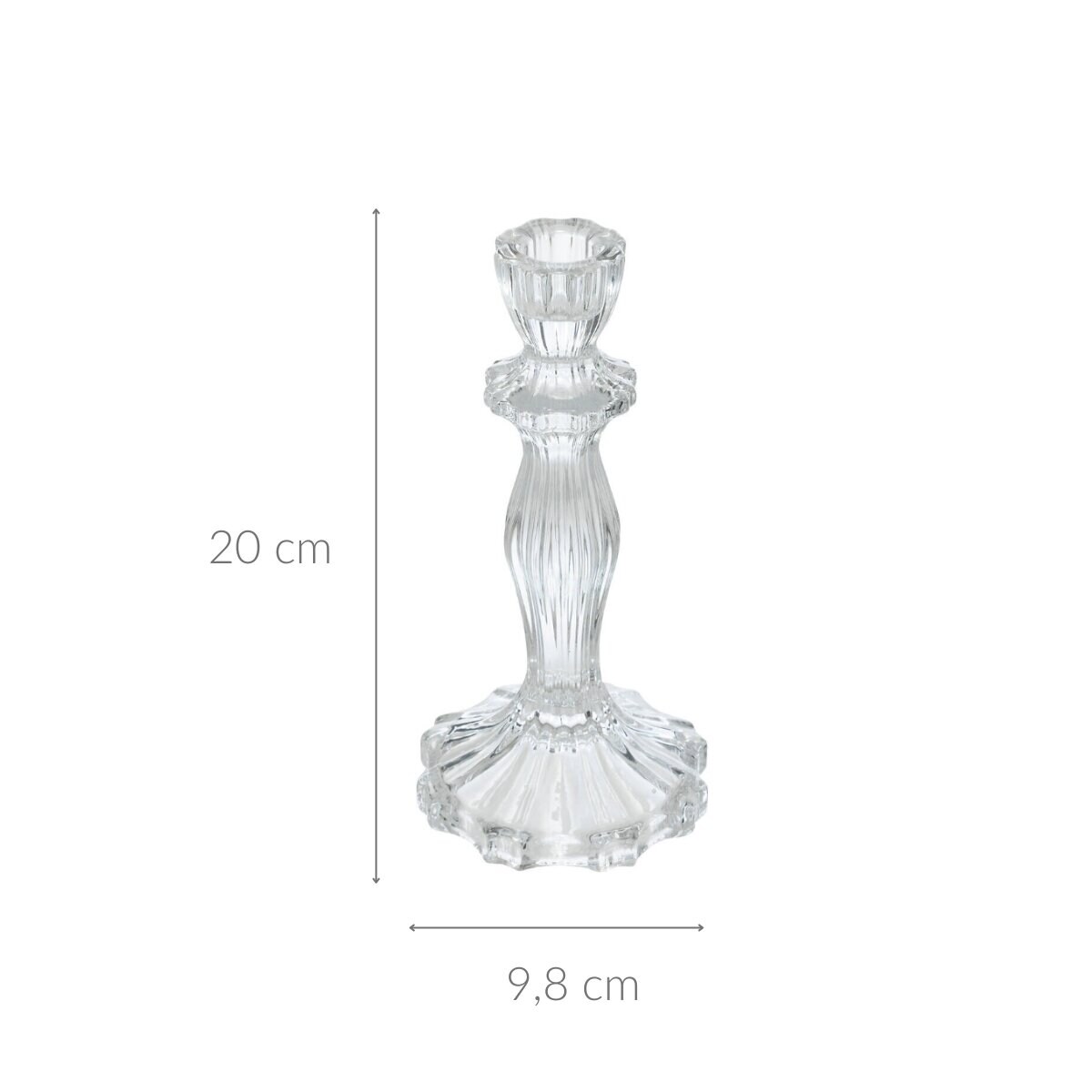 Szklany świecznik, kryształ, 20 cm