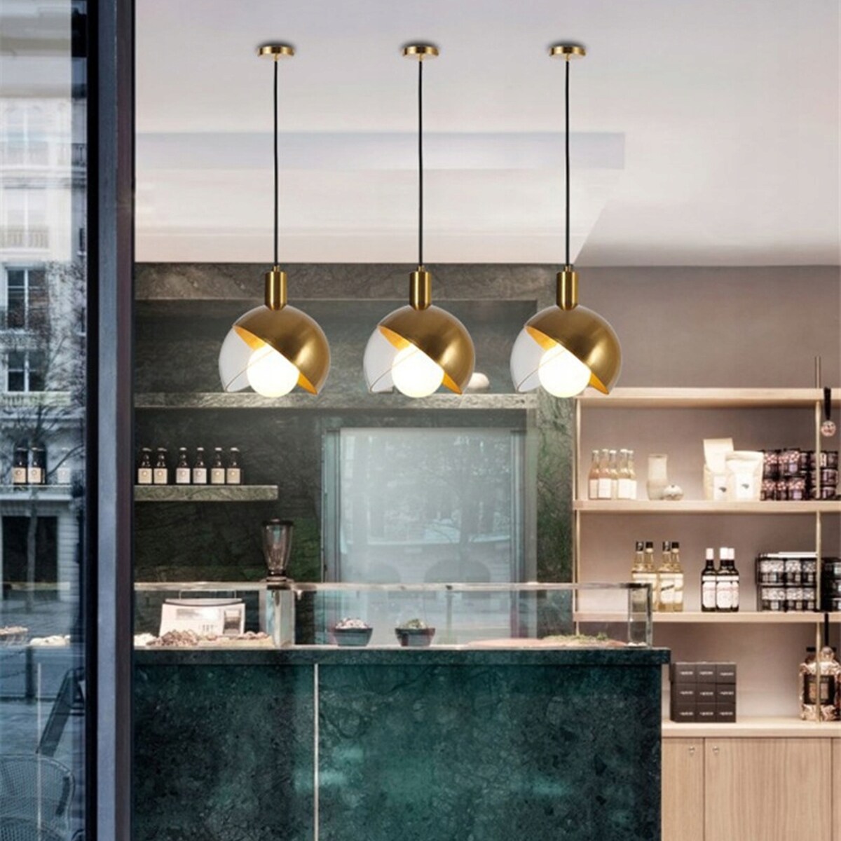 Lampa Sufitowa Wisząca Szklana Metalowa Złota Gold