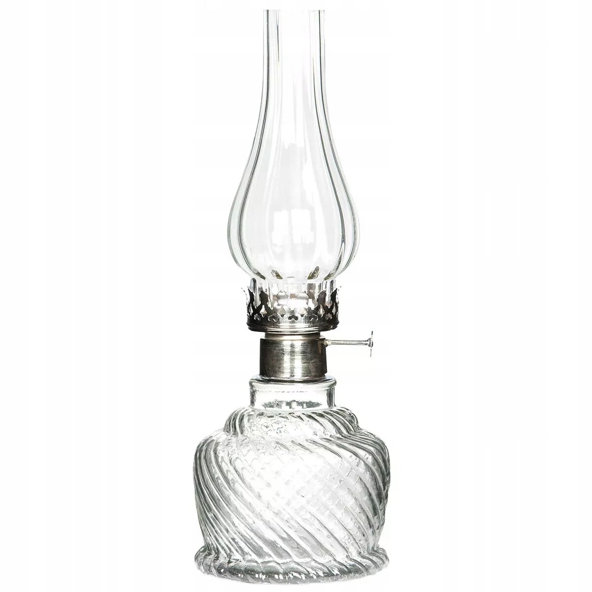 ŚWIECZNIK TEALIGHT SKANDYNAWSKI lampa naftowa szklany przezroczysty 34cm