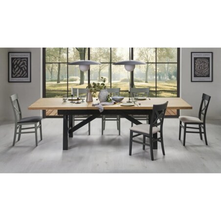 Stół rozkładany FIESTA 200(280)x100 dąb naturalny/czarny