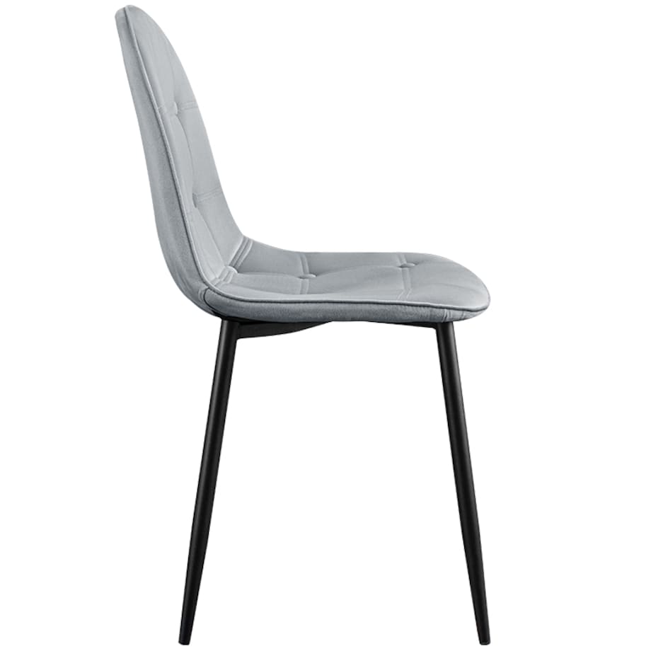 Krzesło tapicerowane welurowe pikowane do salonu jadalni szare z guzikami