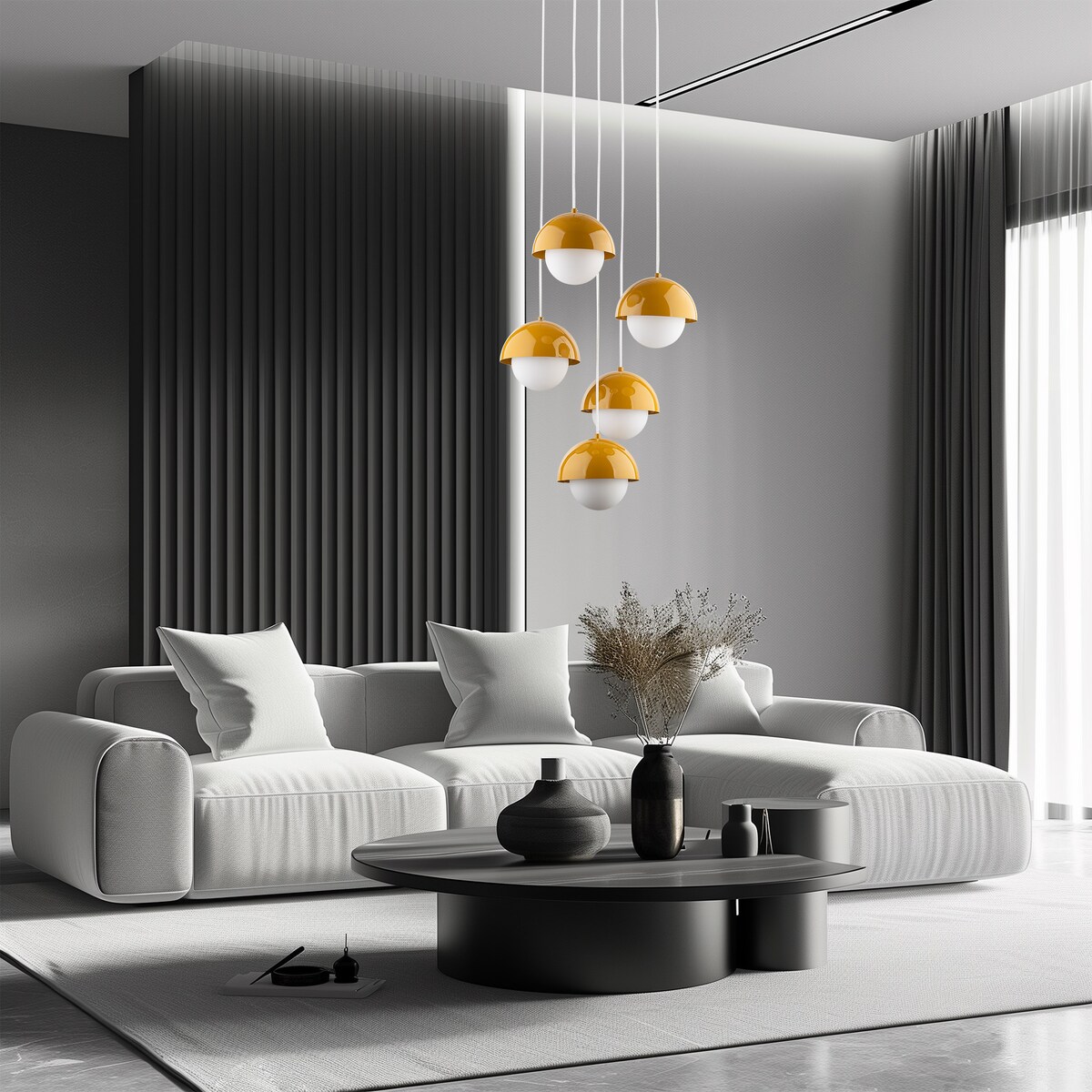 Lampa wisząca TK Lighting BONO OCHRA 10268, nowoczesna ochra/biel, 5xG9, regulowana wysokość