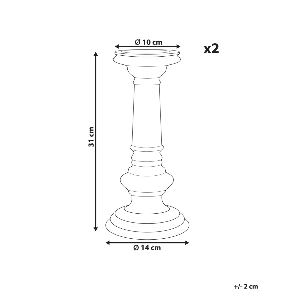 Zestaw dwóch świeczników szklanych 31 cm złoty IMARTI