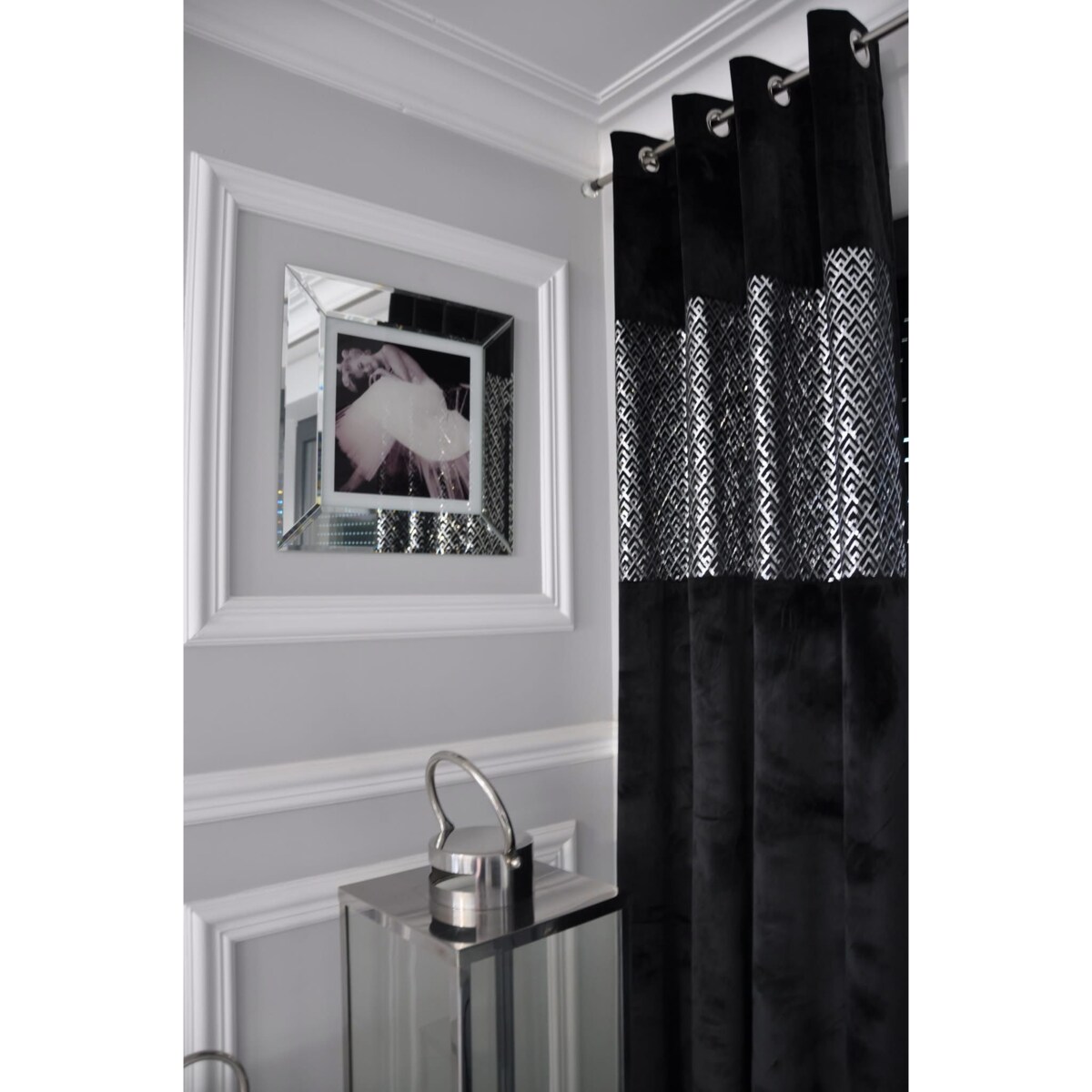 Zasłona "sequin" 140x250 cm czarna welur