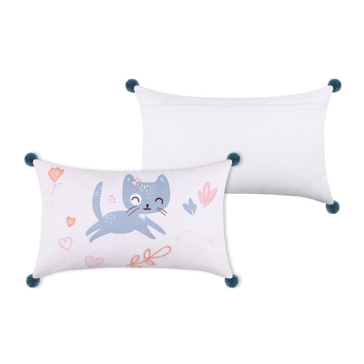 Poduszka dla dziecka ZOELINE z pomponami, 30 x 50 cm