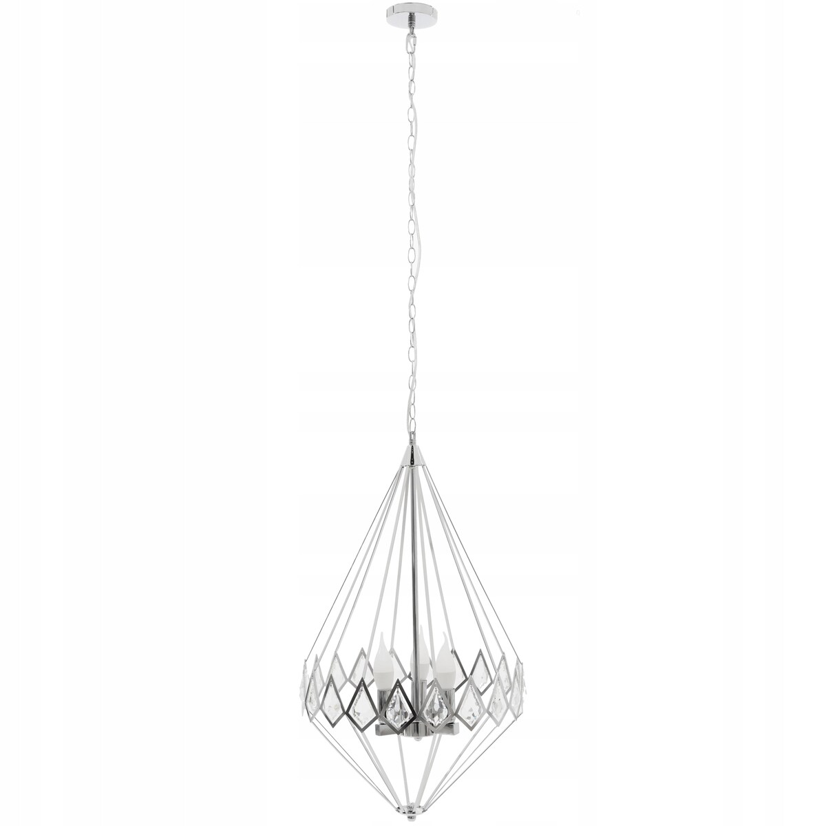 Lampa Wisząca Kryształowa Chrom Diament Żyrandol