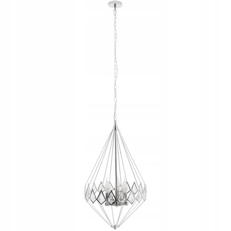 Lampa Wisząca Kryształowa Chrom Diament Żyrandol