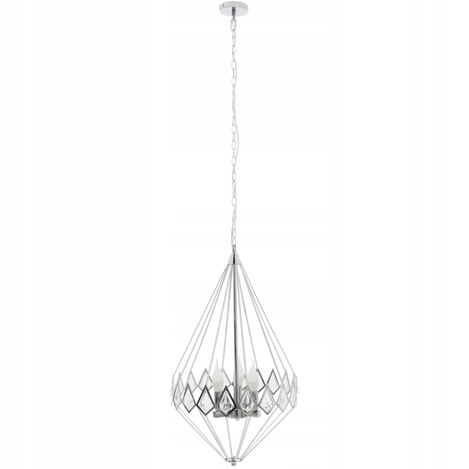 Lampa Wisząca Kryształowa Chrom Diament Żyrandol