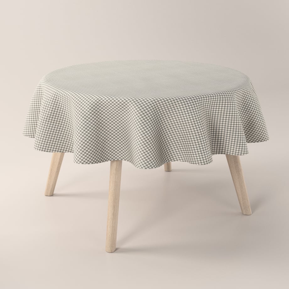 Obrus okrągły 130 x 130 cm szaro-biała krateczka (0,5x0,5cm)