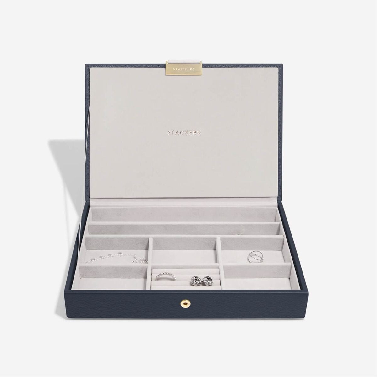 Szkatułka na biżuterię Stackers Pebble pięcioelementowa classic granatowa