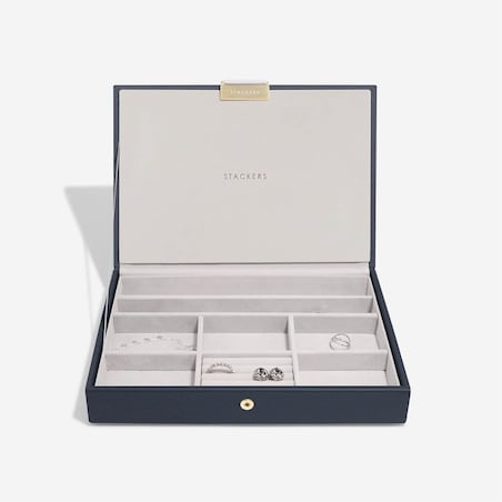 Szkatułka na biżuterię Stackers Pebble pięcioelementowa classic granatowa