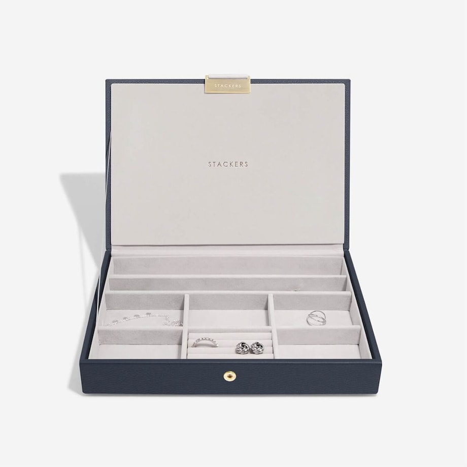 Szkatułka na biżuterię Stackers Pebble pięcioelementowa classic granatowa