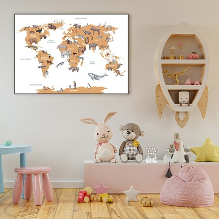 plakat mapa świata zwierzaki 3 30x40 cm