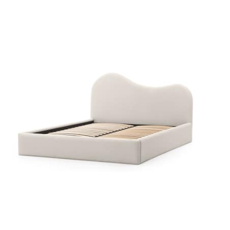 Łóżko tapicerowane 160x200 cm jasnobeżowe bouclé Vibo