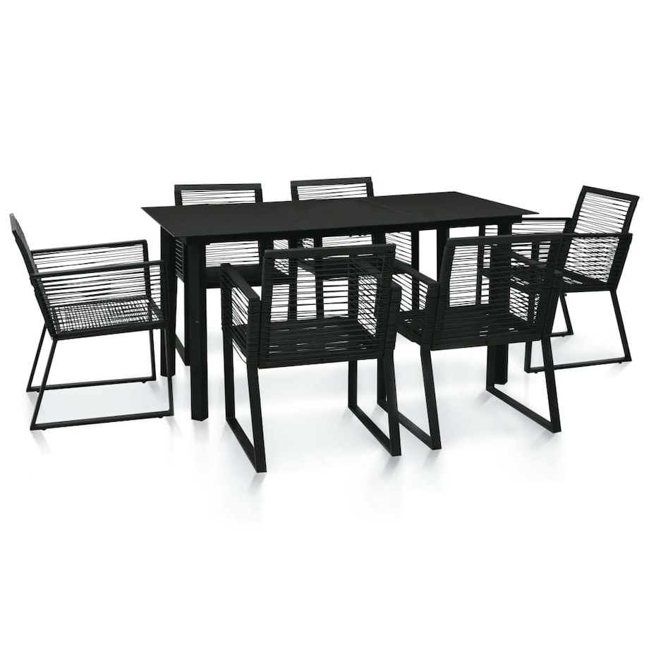 vidaXL 7-cz. zestaw mebli ogrodowych, rattan PVC, czarny