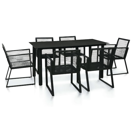 vidaXL 7-cz. zestaw mebli ogrodowych, rattan PVC, czarny