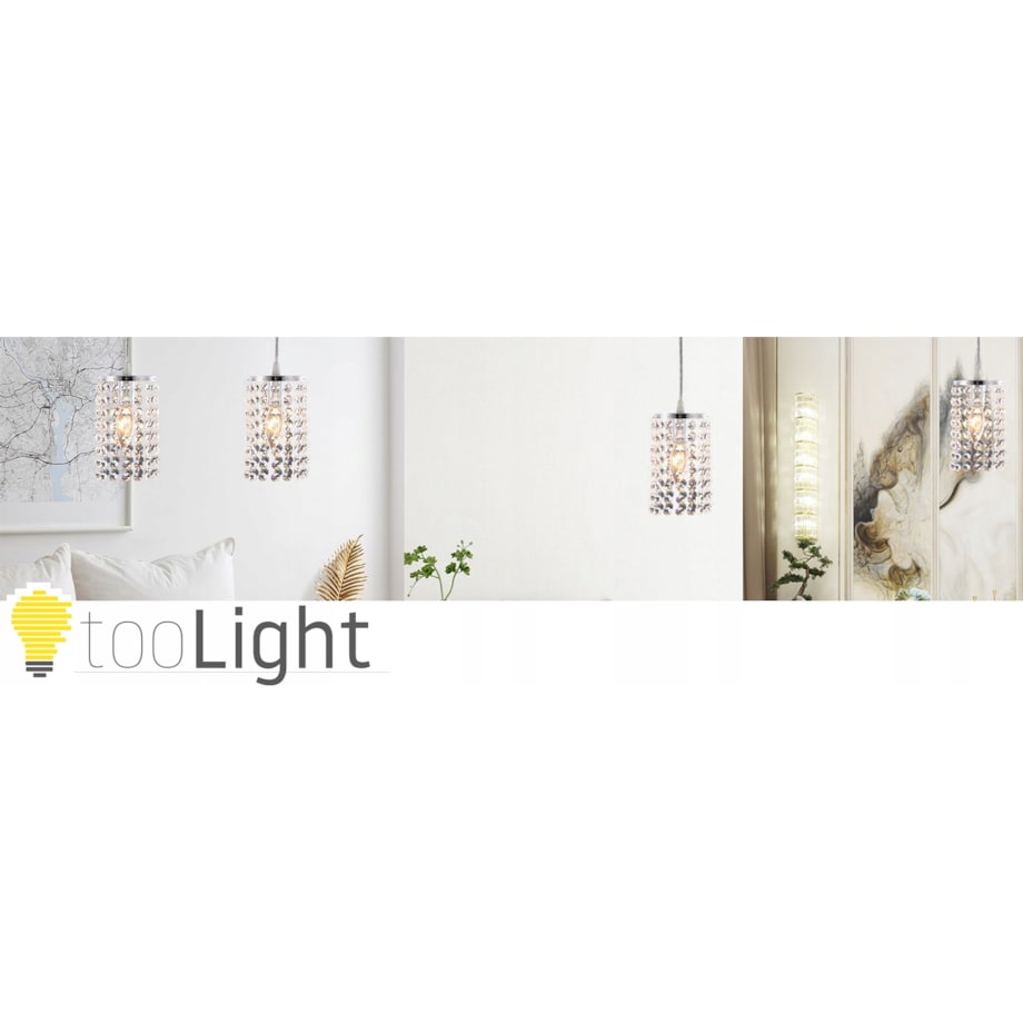 Lampa Sufitowa Wisząca Kryształy Glamour Srebro