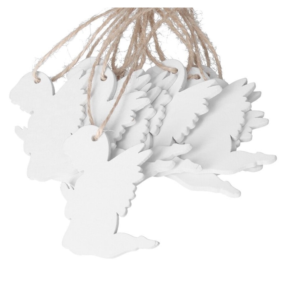 Bombki Na Choinkę Drewniane Ozdoba Stroik 10Szt Aniołki Anioł