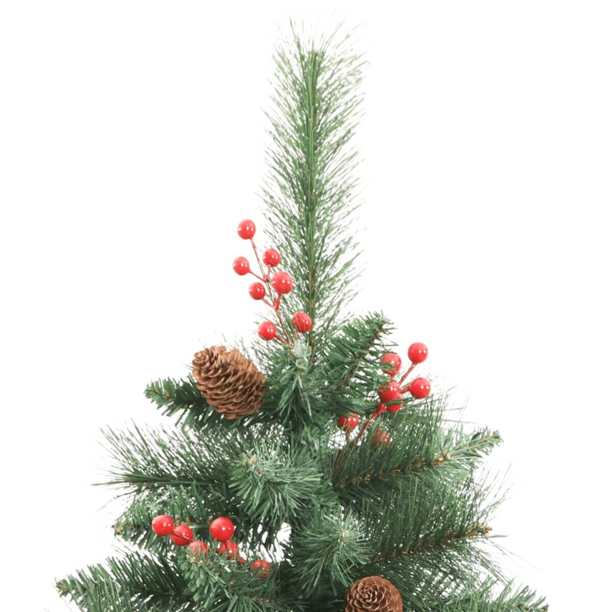 vidaXL Sztuczna choinka na zawiasach, z szyszkami i jagodami, 210 cm