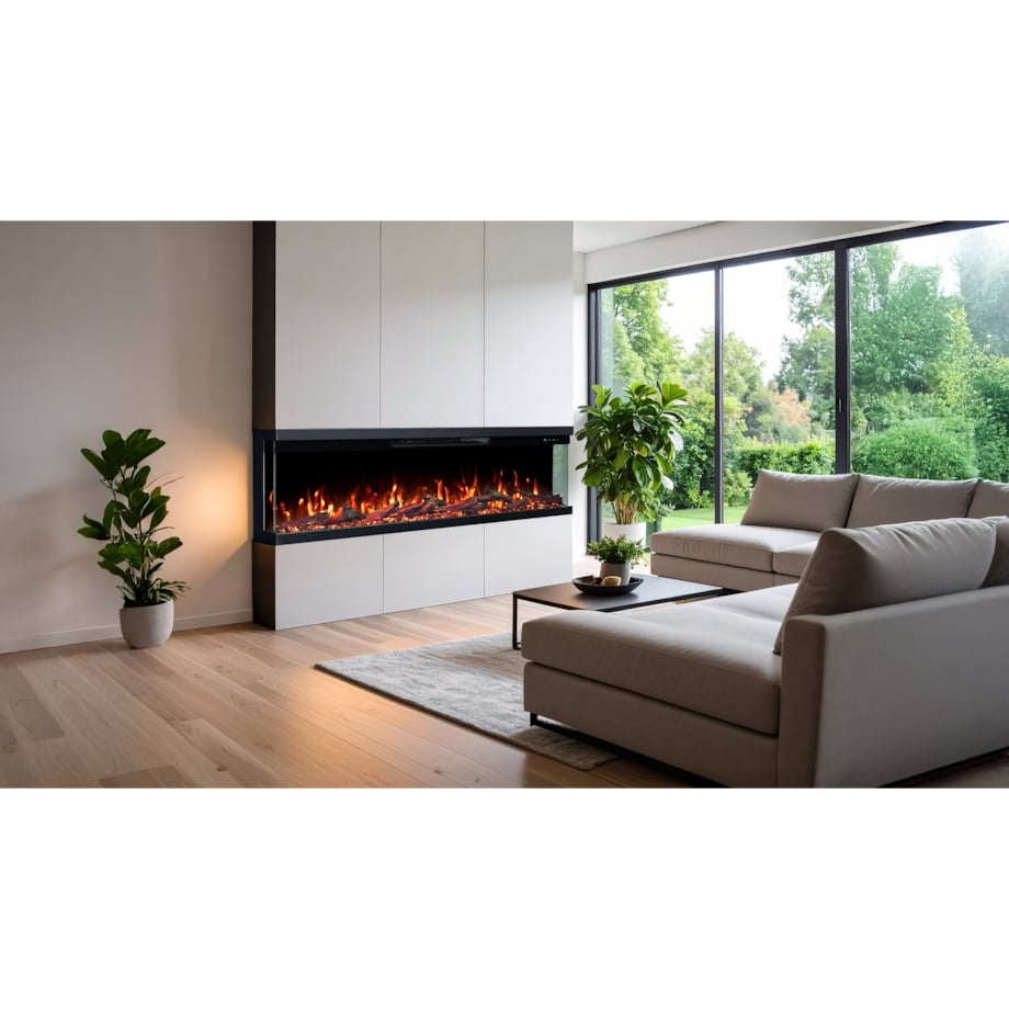 Kominek elektryczny à 3 côtés Emotion Flame Unity 127 - ścienny i do zabudowy - 127x19x36 cm - kominek LED - 900/1800 W