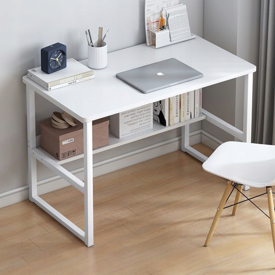 Biurko Komputerowe Stolik Loft Białe Młodzieżowe Z Półką Nowoczesne 100 Cm